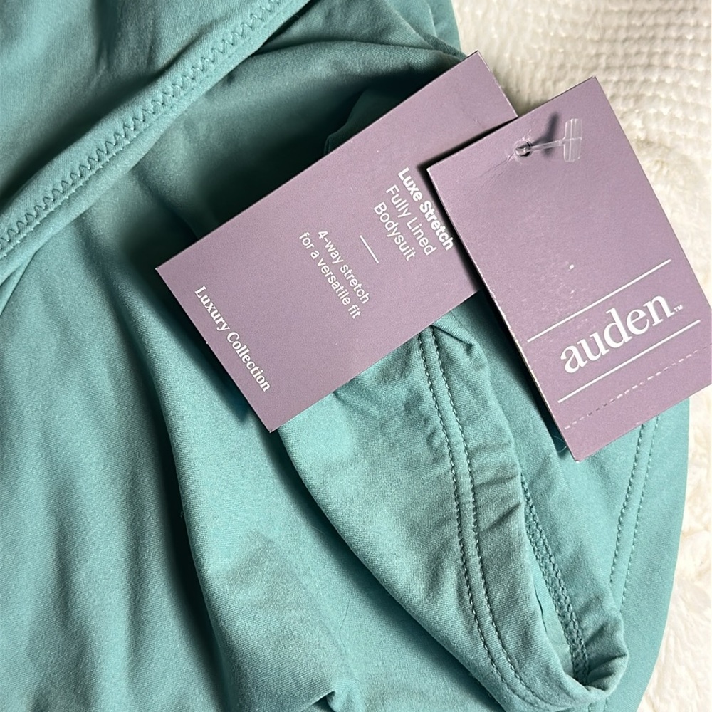 Auden Luxe stretch fully lined Teal Short Sleeve Bodysuit - Picture 7 of 7